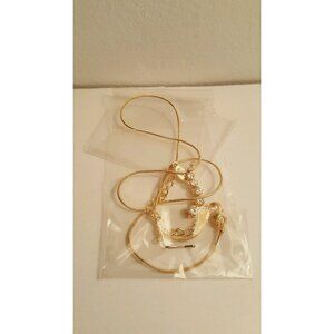 BMNY 17'' Gold Tone Crystal Pendant Necklace with 2'' Extender New